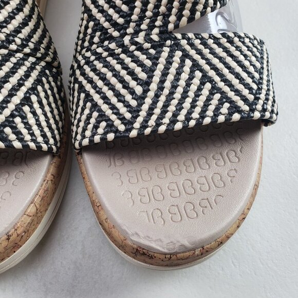 Bzees Resort Wedge Riviera Sandal Women 10 Wide Raffia Slip On Peep Toe Platform - Picture 6 of 13